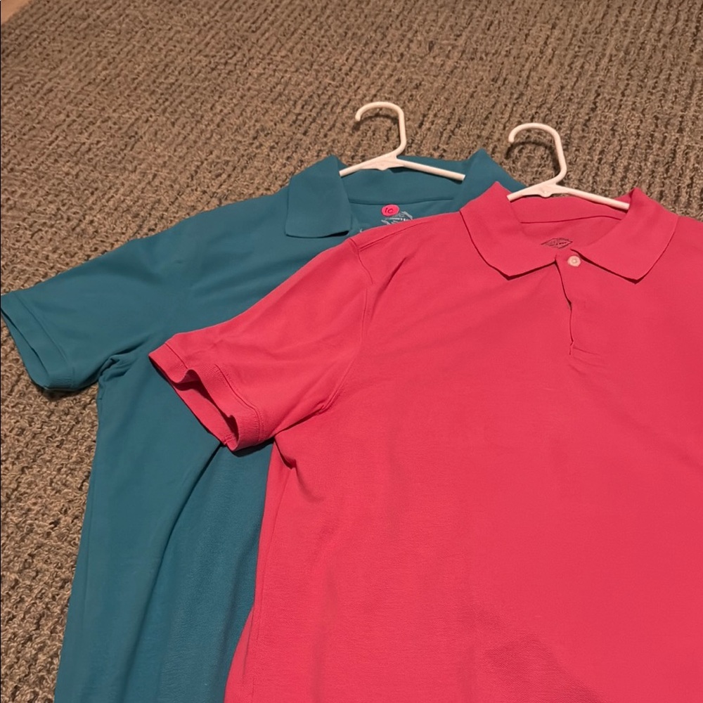 Flamingo Pink and Teal Polo Shirts